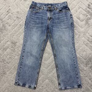 VINTAGE Lee Riveted Jeans Womens 8M Relaxed Cropped Blue Medium Wash